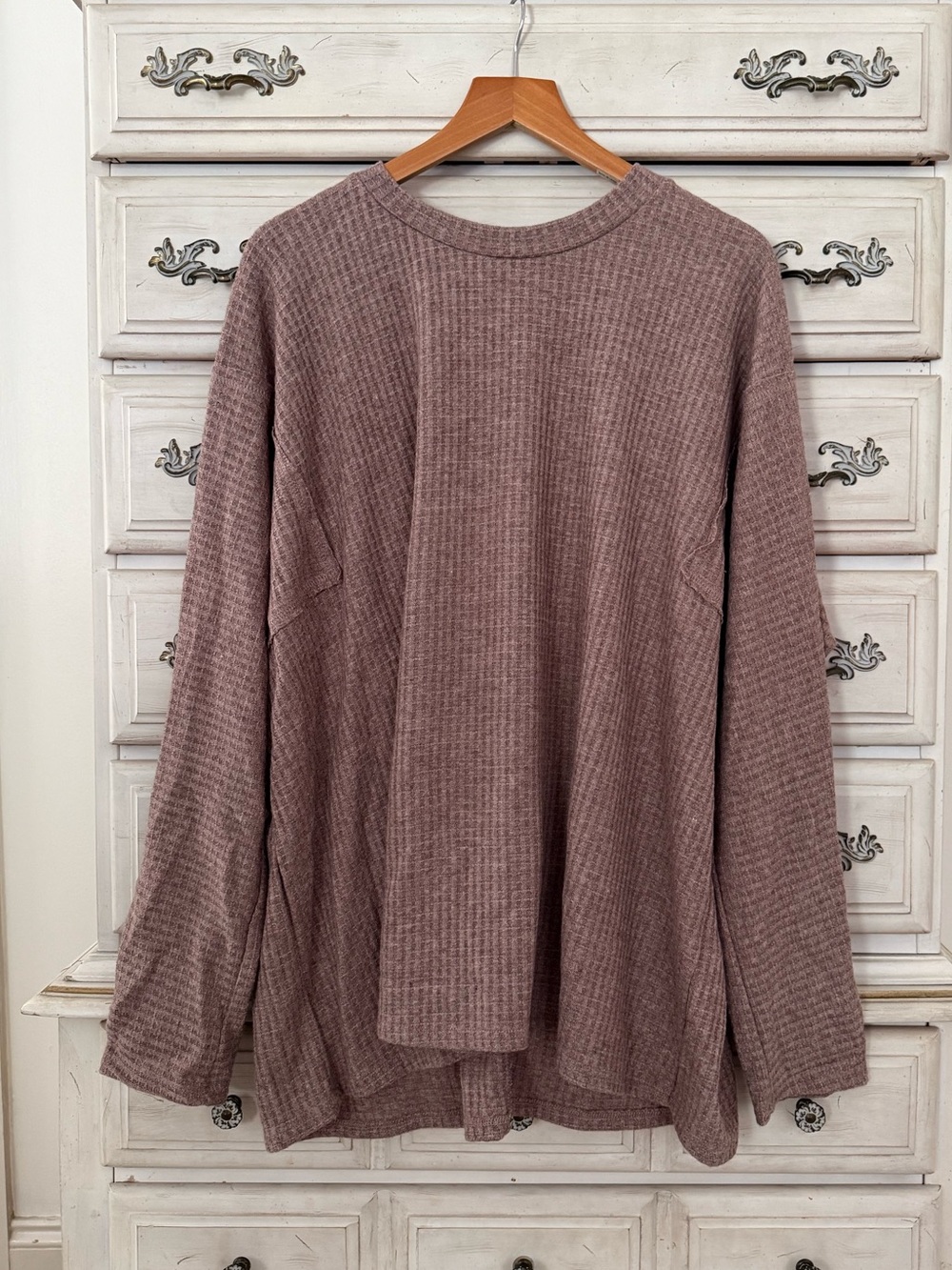 Vici Light Brown Soft Waffle Long Sleeve Top